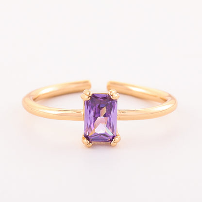 Retro Color Zircon 12th Birthday Stone Ring Simple Bracelet Ring