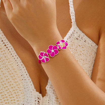 Colorful Polymer Clay Cute Frangipani Seed Bead Bracelet