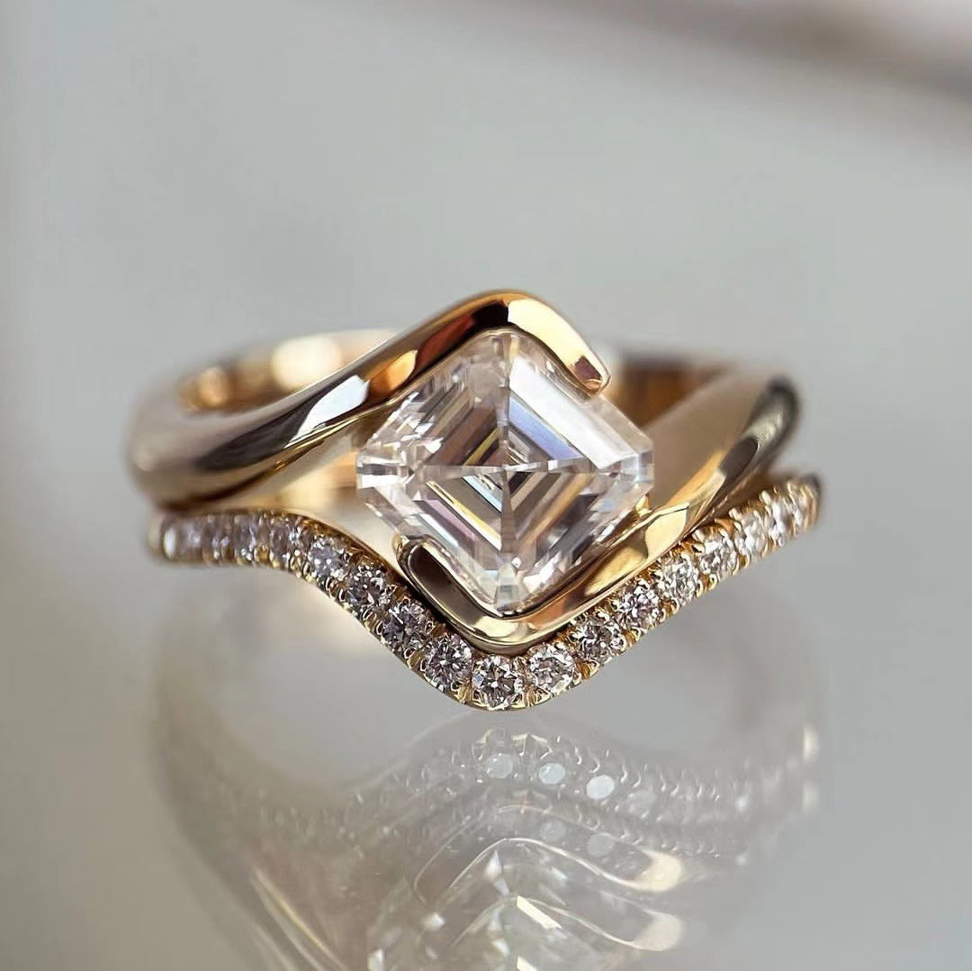 Golden Ring With Zircon Setting