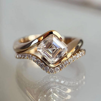 Golden Ring With Zircon Setting
