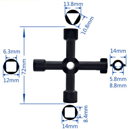 Multifunctional Wrench Tool Inner Square Hole Key Four-corner Electric Control Cabinet Elevator Cross Key