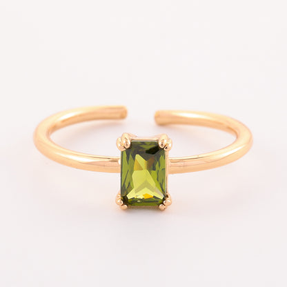 Retro Color Zircon 12th Birthday Stone Ring Simple Bracelet Ring