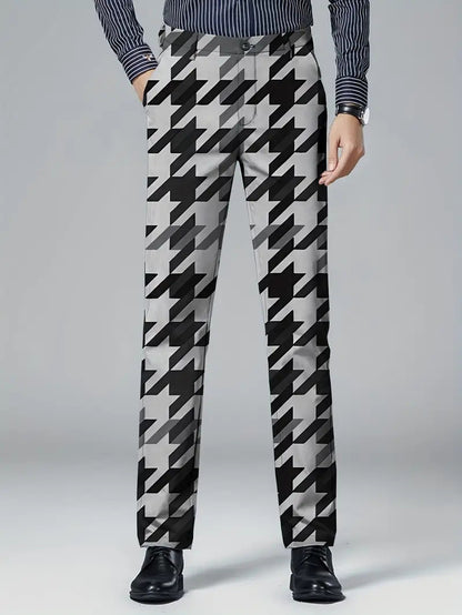 Mens Casual Slim-fit Straight-leg Dress Pants